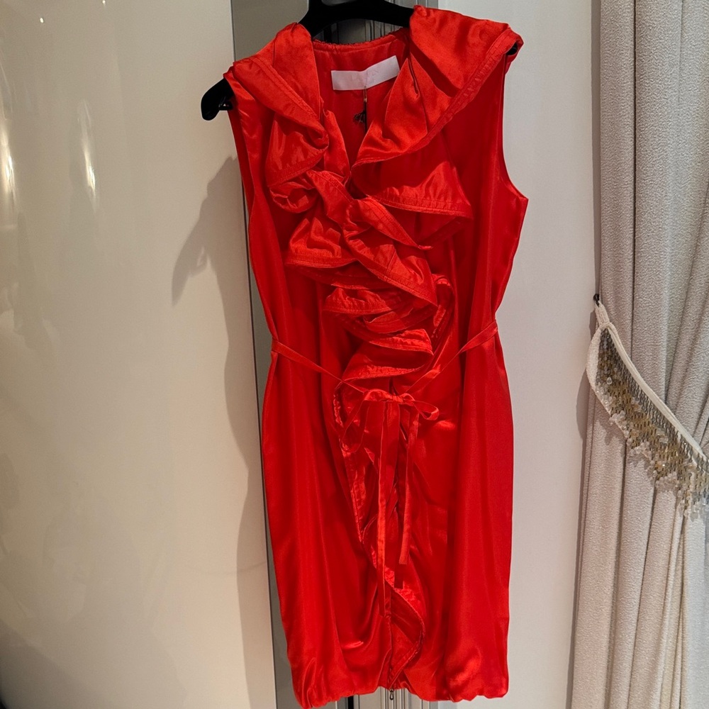 Lanvin Scarlet Ruffled Silk Dress